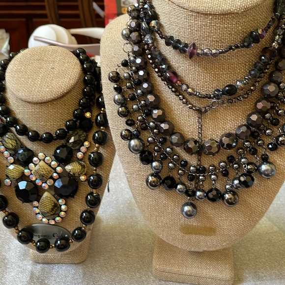 Lot of 6 fashion glass stone crystal necklaces iridescent pearly - Picture 4 of 11